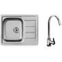 Zestaw Pyramis Athena zlewozmywak stalowy 62x50 cm 1B 1D i bateria kuchenna Lungo len/chrom 100 187 701L zdj.1