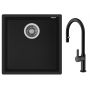 Zestaw Teka Square zlewozmywak Tegranit 44x44 cm czarny z baterią kuchenną Teka Oval czarna (115230025, 116020015) zdj.1