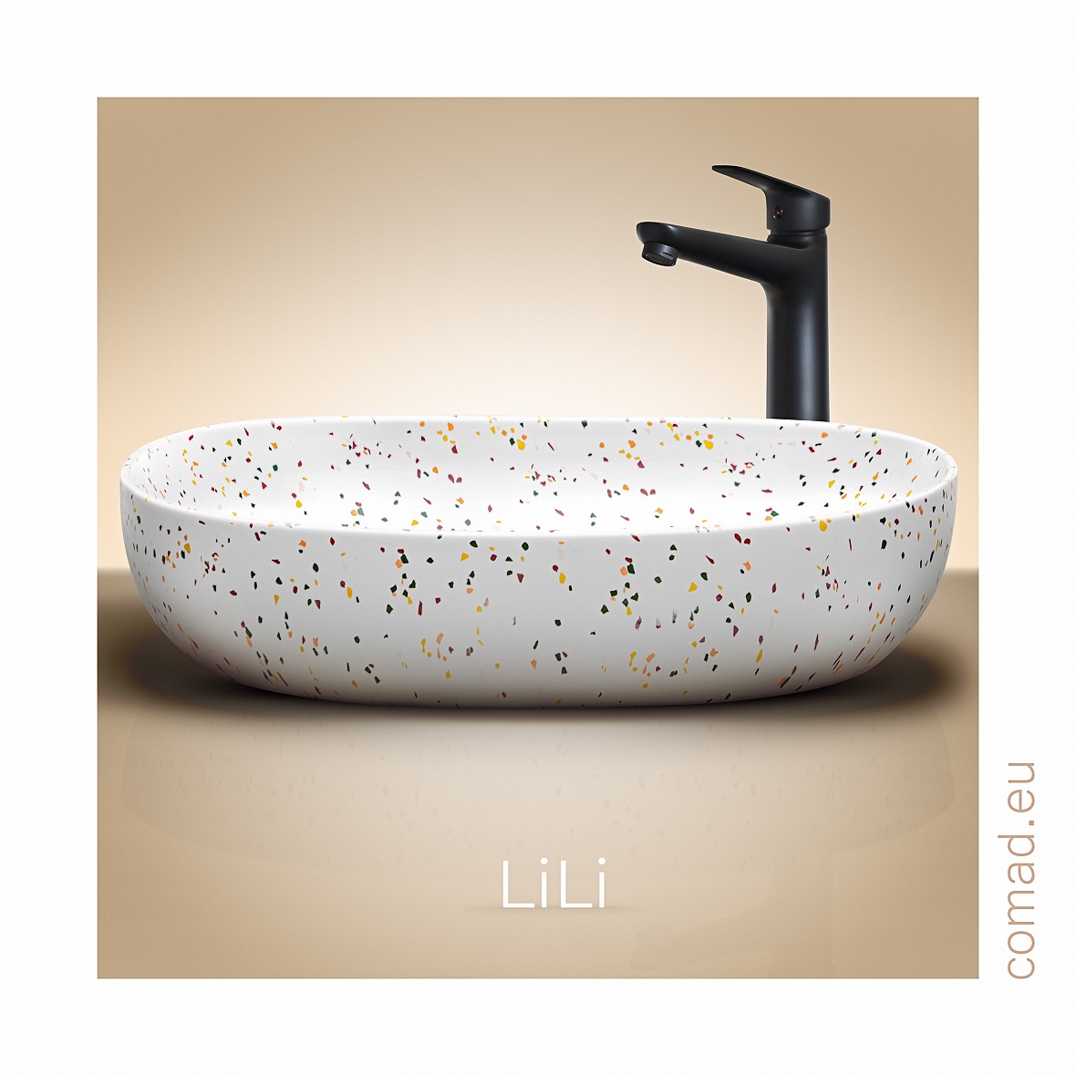 Comad Lili umywalka 60x41,5 cm nablatowa prostokątna biały mat lastryko UN-LILI-MW21