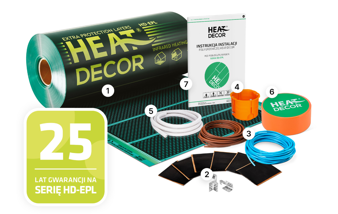 Heat Decor HD-EPL folia grzewcza 6 m2 80 W/m2 Z/EPL40/BT/BX/12