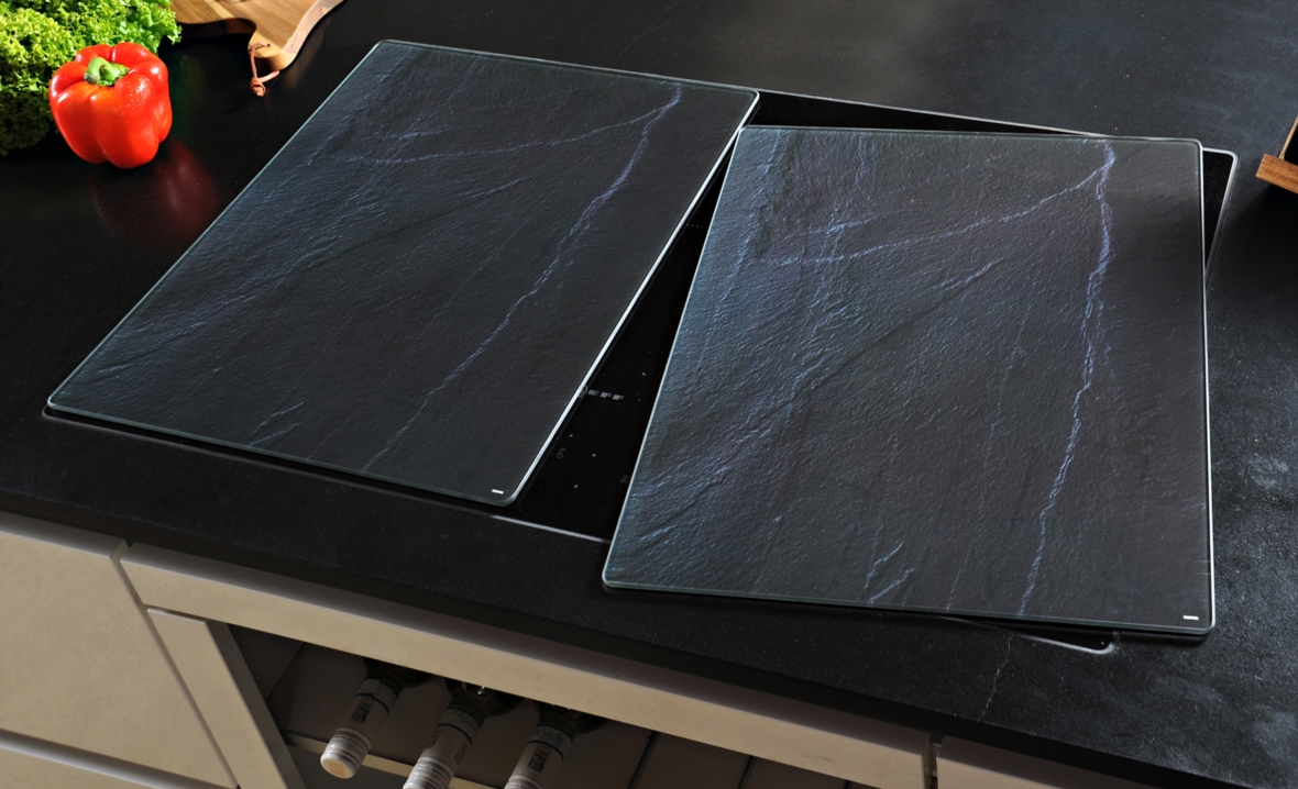 Kesper płyta kuchenna 50x38,5 cm XL 2 szt zestaw do krojenia i serwowania szkło wzór kamień naturalny 36623