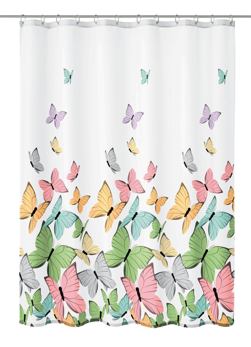 Kleine Wolke Butterflies zasłona prysznicowa 120x200 cm tekstylna biały/multikolor 5282148238