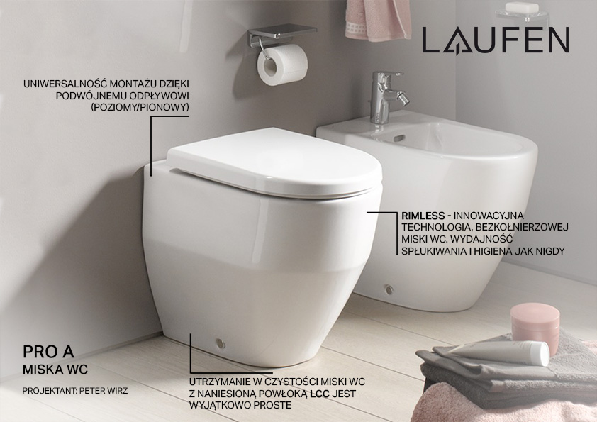 Laufen Pro A miska WC stojąca Laufen Clean Coat biała H8229564000001