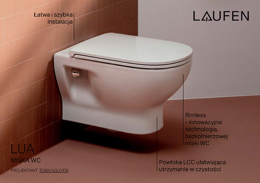 Laufen Lua miska WC wisząca Rimless Laufen Clean Coat biała H8200814000001