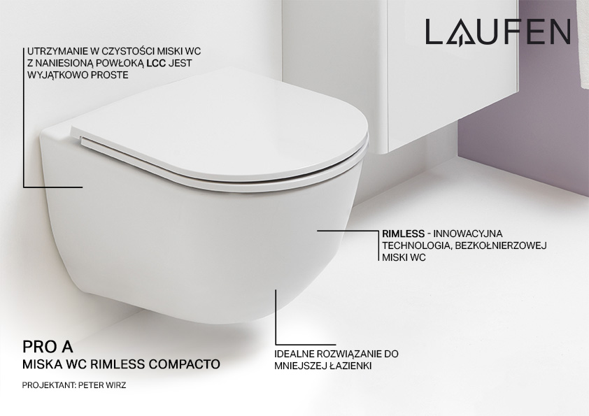 Laufen Pro A miska WC wisząca Rimless Laufen Clean Coat biała H8209654000001