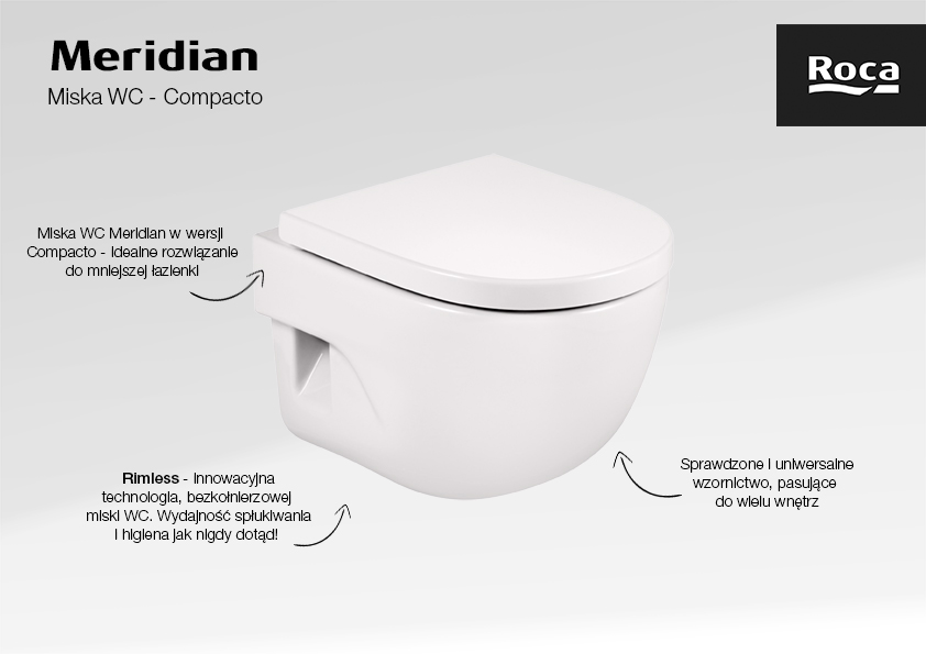 Roca Meridian Compacto miska WC wisząca biała A346248000