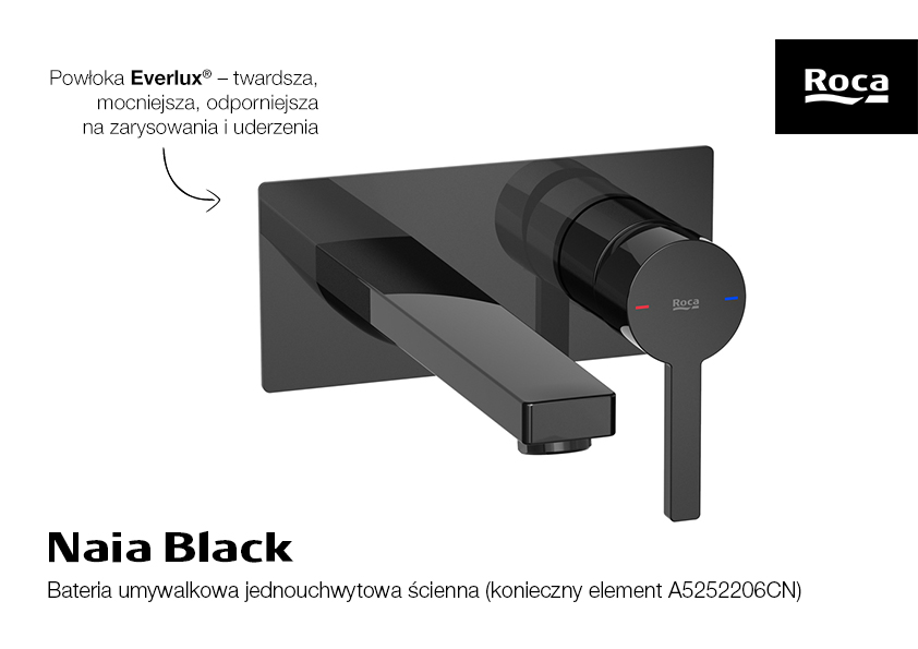 Roca Naia Black bateria umywalkowa podtynkowa czarna A5A3596CN0