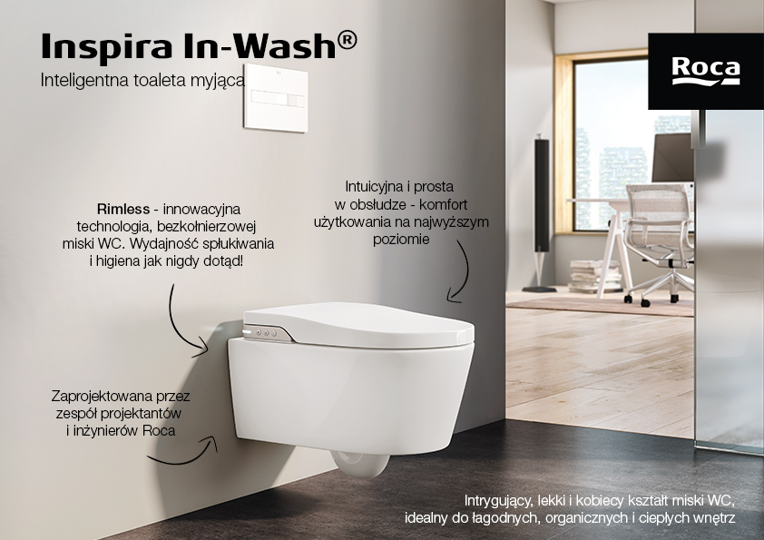 Roca Inspira In-Wash zestaw miska WC wisząca Rimless z deską myjącą biały A803060001