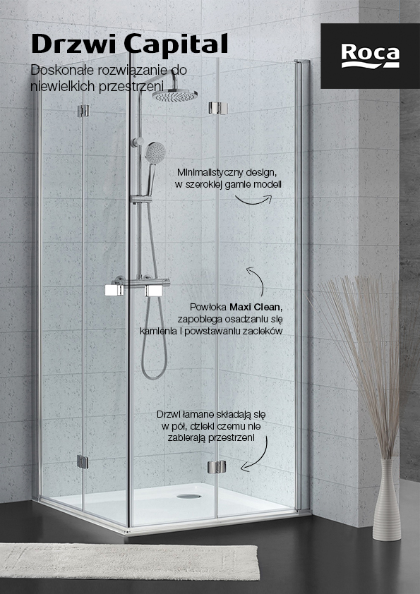 Roca Capital drzwi prysznicowe 90 cm chrom/szkło przezroczyste AM4709012M