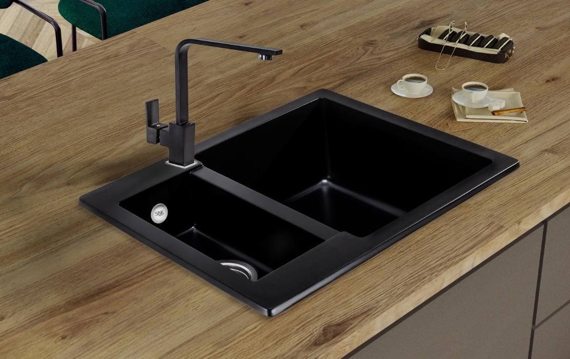 Sink Quality Ferrum Black zlewozmywak granitowy 60,5x49 cm czarny FER.C.5KBO.X