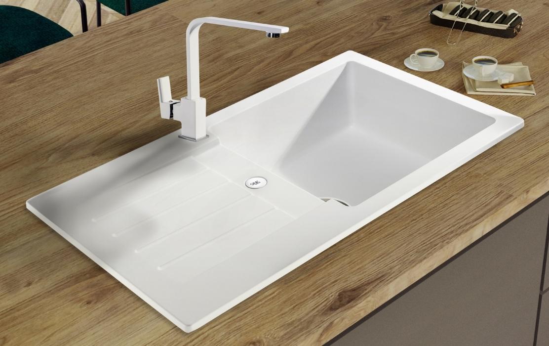 Sink Quality Natalie White zlewozmywak granitowy 77x45 cm biały NAT.W.1KDO.X