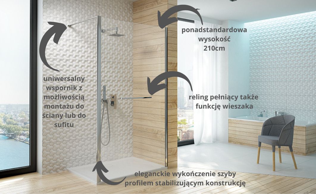 Sanplast Altus PI/ALTIIa Walk-In ścianka prysznicowa 120 cm chrom błyszczący/szkło przezroczyste 600-121-2561-42-401