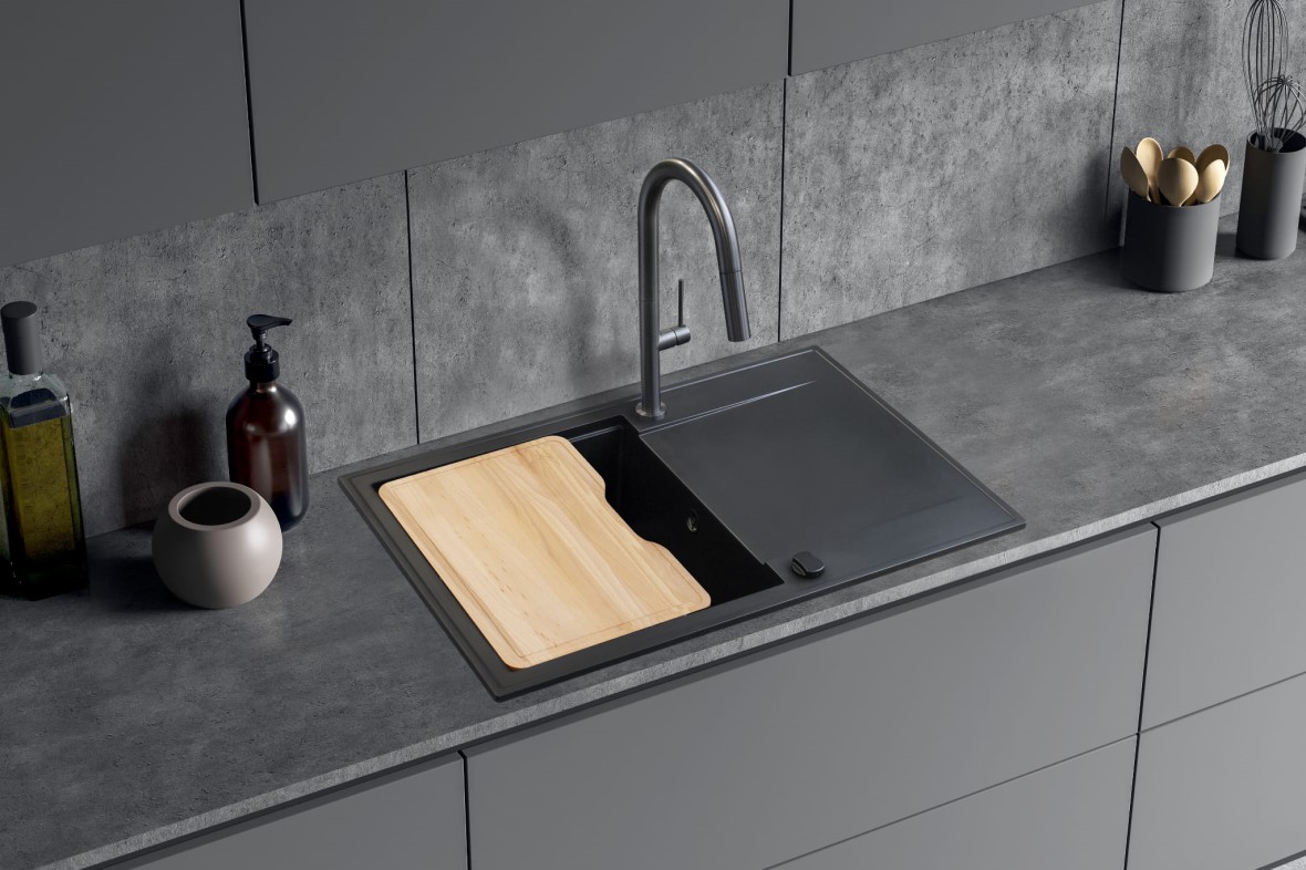 Berg Slim bateria kuchenna stojąca z wyciąganą wylewką gun metal S130336GM