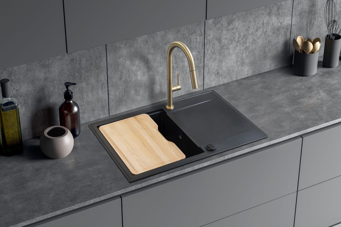 Berg Slim bateria kuchenna stojąca złoty mat S130336BG