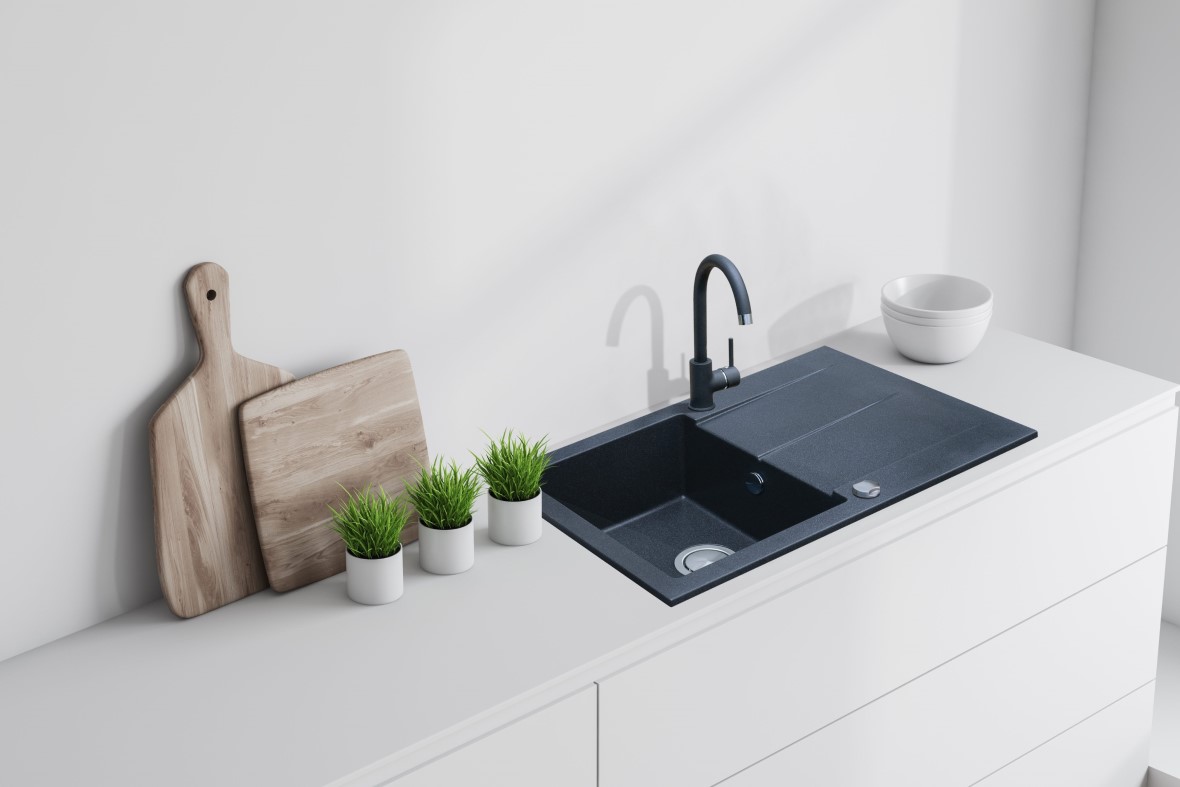 Berg Hobart zlewozmywak granitowy 78x50 cm wpuszczany onyx metalik BRQ1411