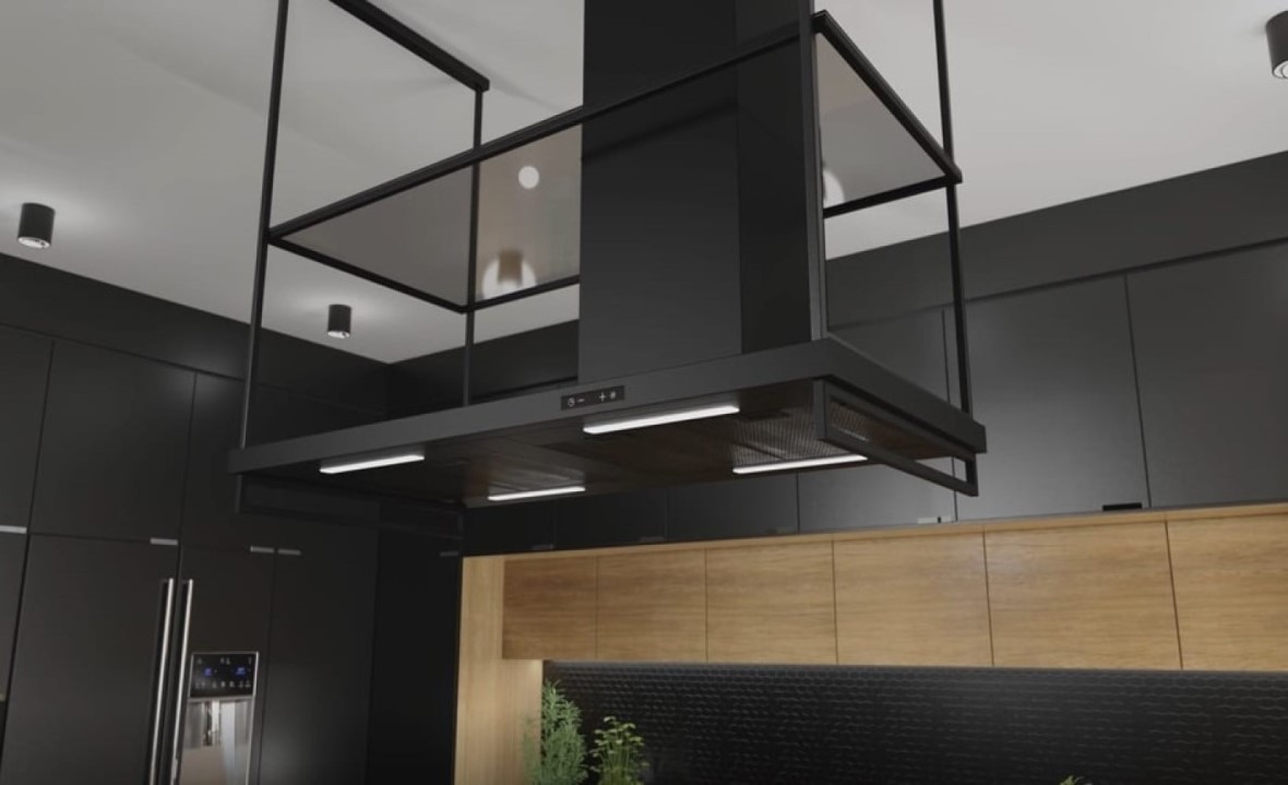 Berg Frame okap kuchenny 120 cm wyspowy czarny FRAOWKLDBK1201