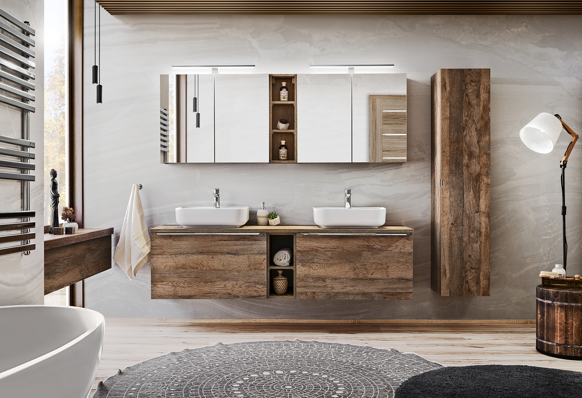 Comad Sante Fe Oak szafka 80x17x65 cm z lustrem dąb SANTA FE OAK 84-80-A-2D