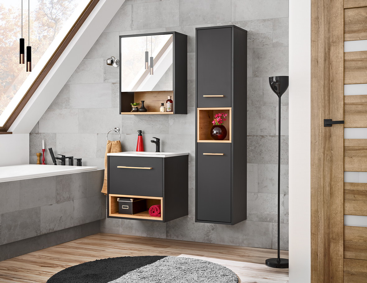 Comad Borneo szafka 60 cm podumywalkowa wisząca Szary Cosmos/Dąb Artisan BORNEOCOSMOS820FSC