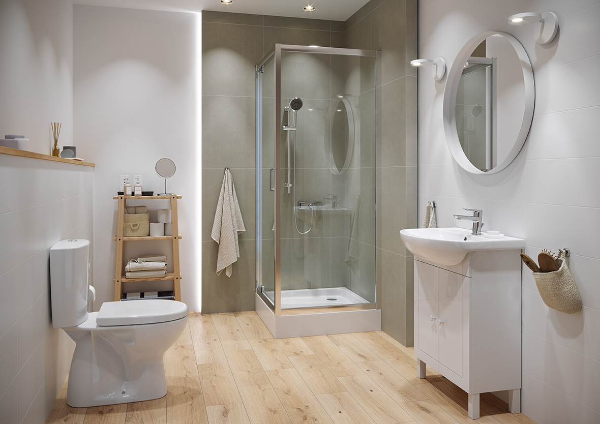 Cersanit Arteco SET B152 kabina prysznicowa 80 cm kwadratowa z brodzikiem Tako chrom/szkło przezroczyste S601-115