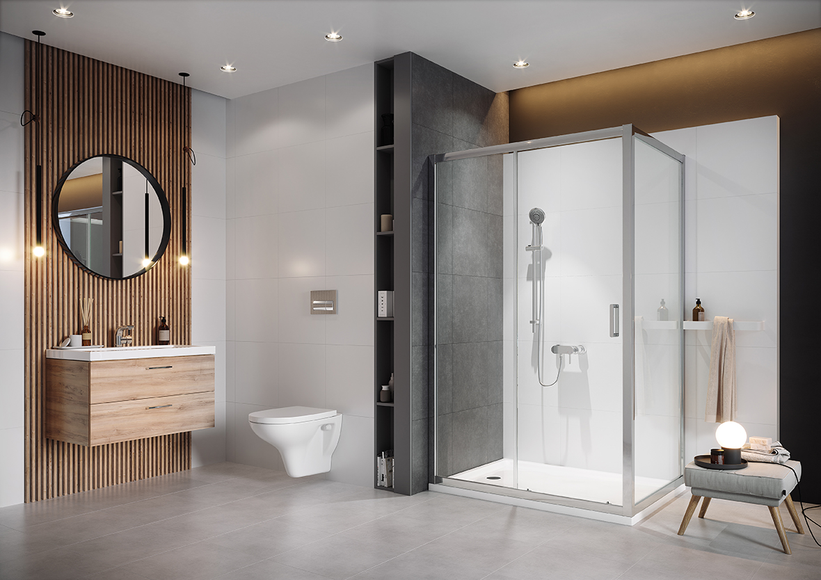 Cersanit Arteco kabina prysznicowa 120x90 cm prostokątna chrom/szkło przezroczyste S157-012