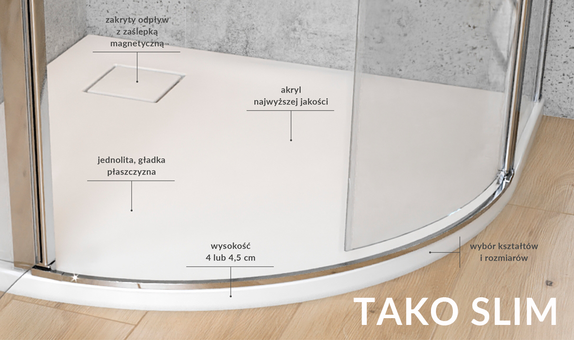 Cersanit Tako Slim brodzik 90x90 cm kwadratowy biały S601-122