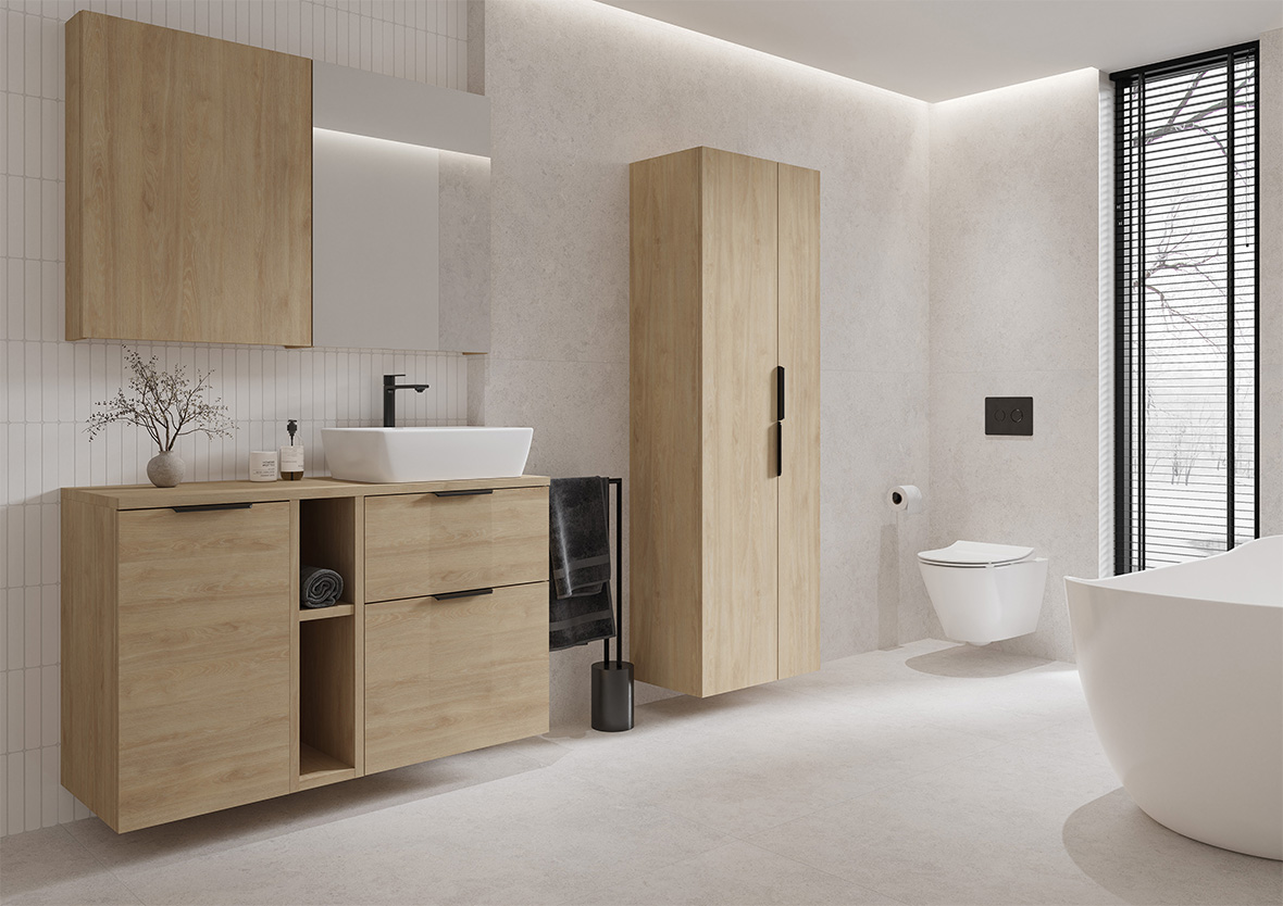 Cersanit City szafka 40x14,1x80 cm z lustrem dąb S584-114