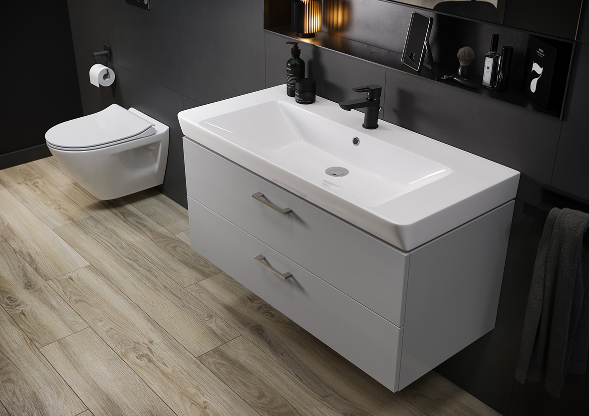 Cersanit Mille Slim umywalka z szafką Lara 50 cm szara S801-320-DSM