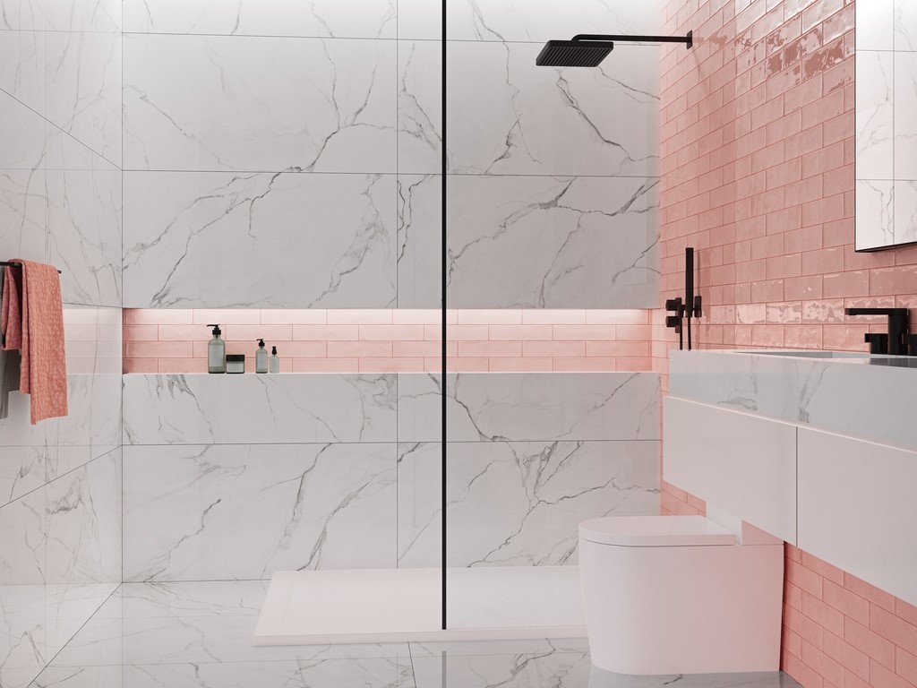 Ecoceramic Harlequin Rose płytka ścienna 7x28 cm