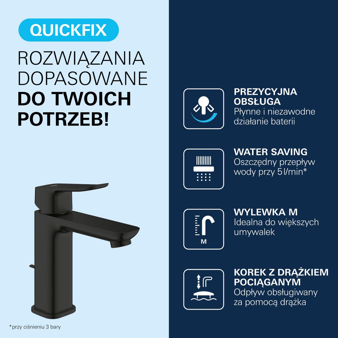 Grohe Dice bateria umywalkowa stojąca czarny mat 1018322430