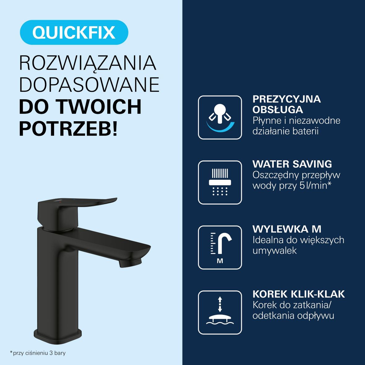 Grohe Dice bateria umywalkowa stojąca czarny mat 1018332430