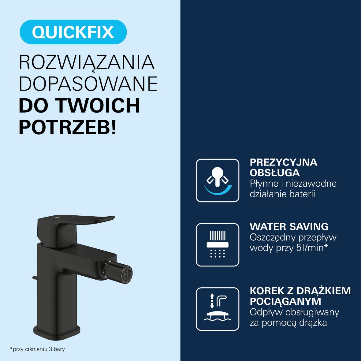 Grohe Dice bateria bidetowa stojąca czarny mat 1018772430