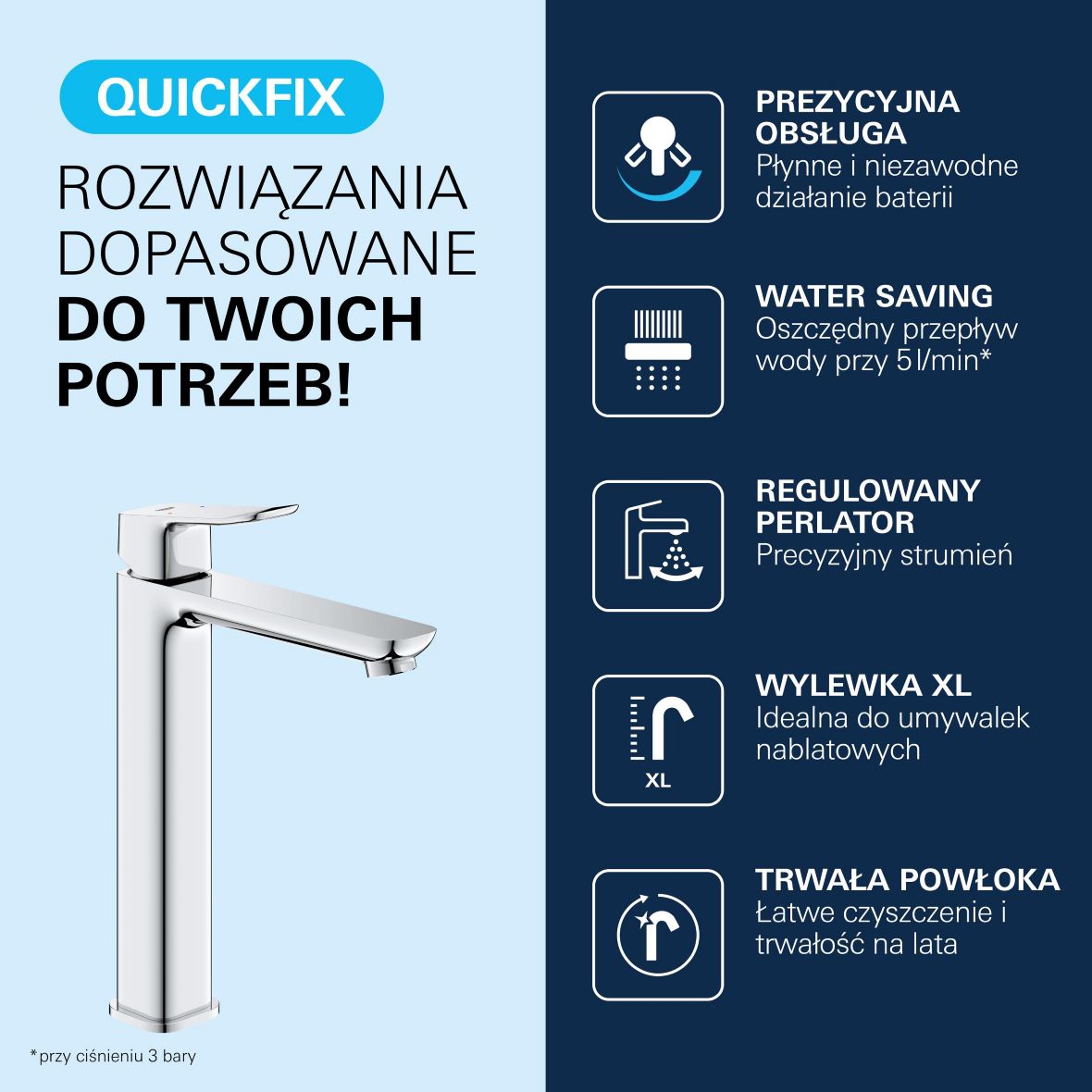 Grohe Dice bateria umywalkowa stojąca stojąca wysoka chrom 1018920000