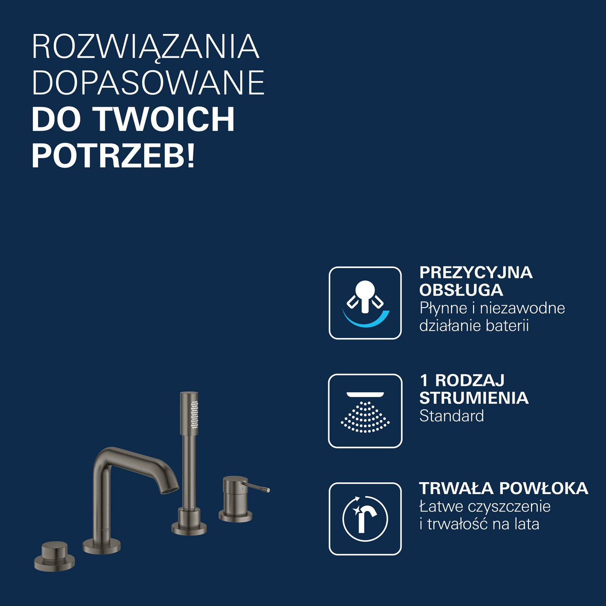 Grohe Essence bateria wannowo-prysznicowa nawannowa Brushed Hard Graphite 19578AL1