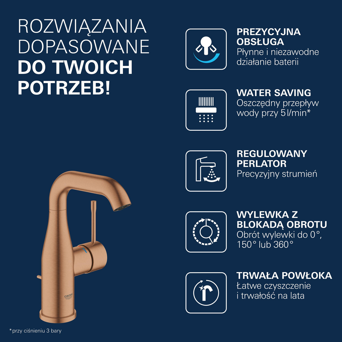 Grohe Essence bateria umywalkowa stojąca Brushed Warm Sunset 23462DL1