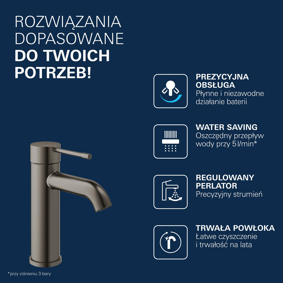 Grohe Essence bateria umywalkowa stojąca Brushed Hard Graphite 23590AL1