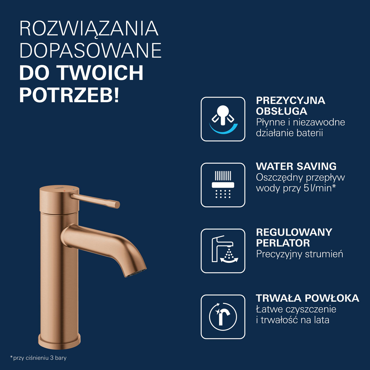 Grohe Essence bateria umywalkowa stojąca Brushed Warm Sunset 23590DL1