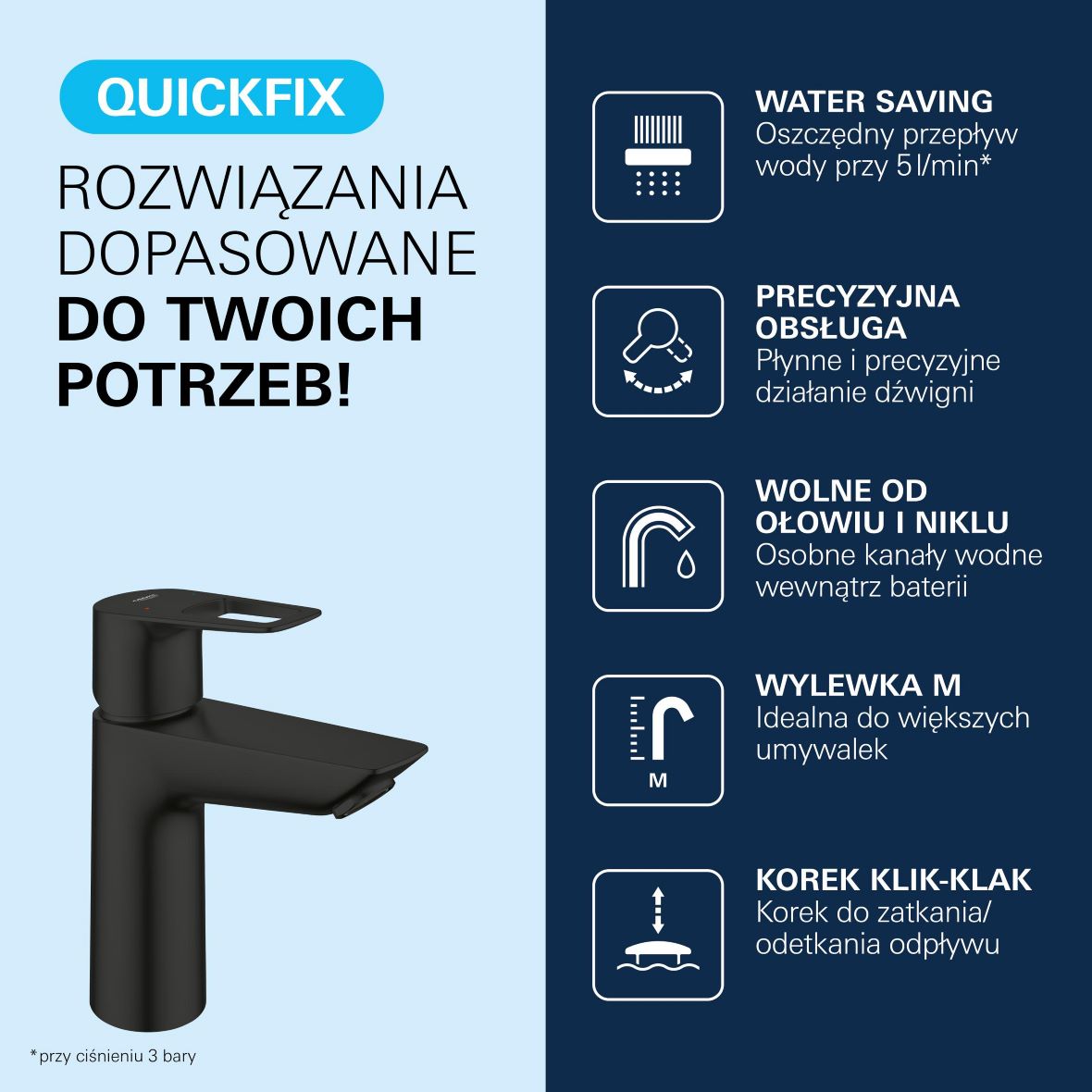Grohe Start Edge bateria umywalkowa stojąca czarna 237792431