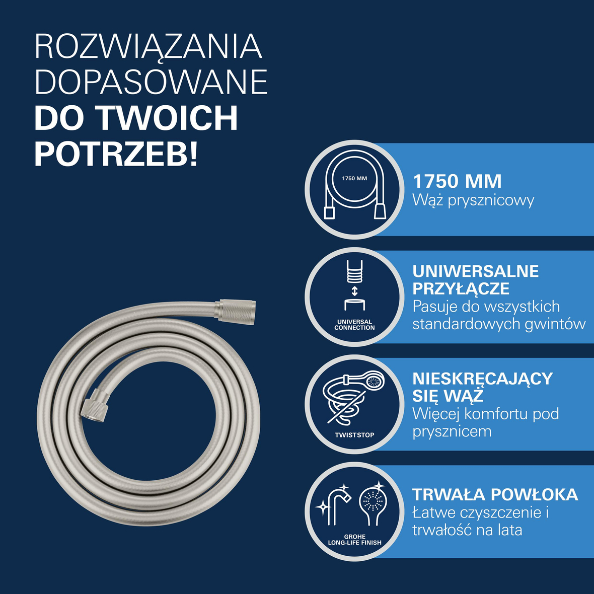 Grohe Silverflex wąż prysznicowy 175 cm SuperSteel 28388DC0