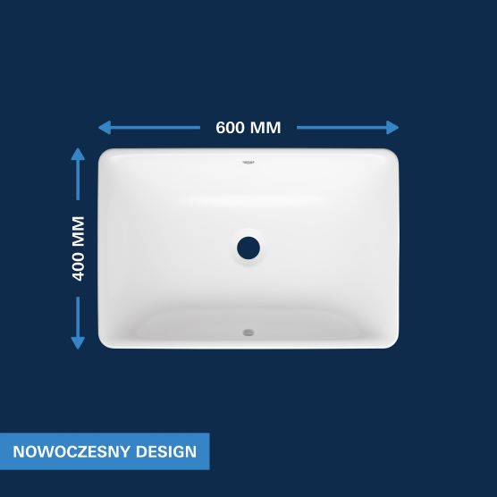 Grohe Euro Ceramic umywalka 60x40 cm prostokątna nablatowa biała 102434SH00
