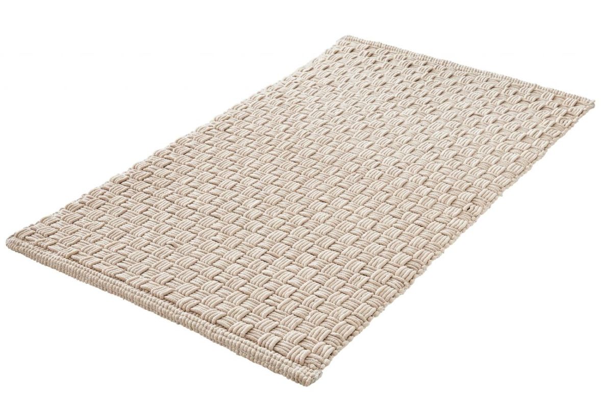 Kleine Wolke Matino dywanik łazienkowy 100x60 cm prostokątny jasny beżowy silk nić szenilowa 9193289360