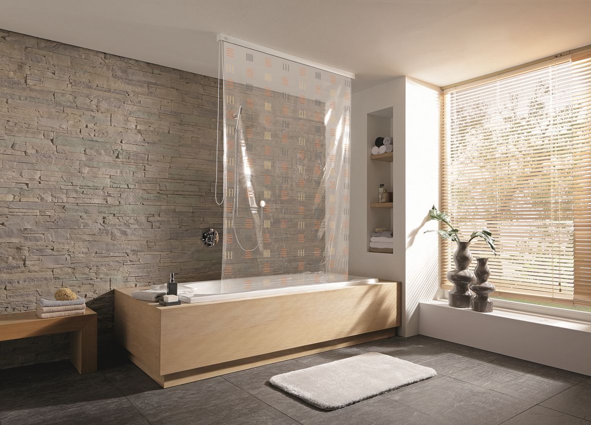 Kleine Wolke Duschrollo roleta prysznicowa 128x240 cm winylowa miedziane kwadraty 3321351747