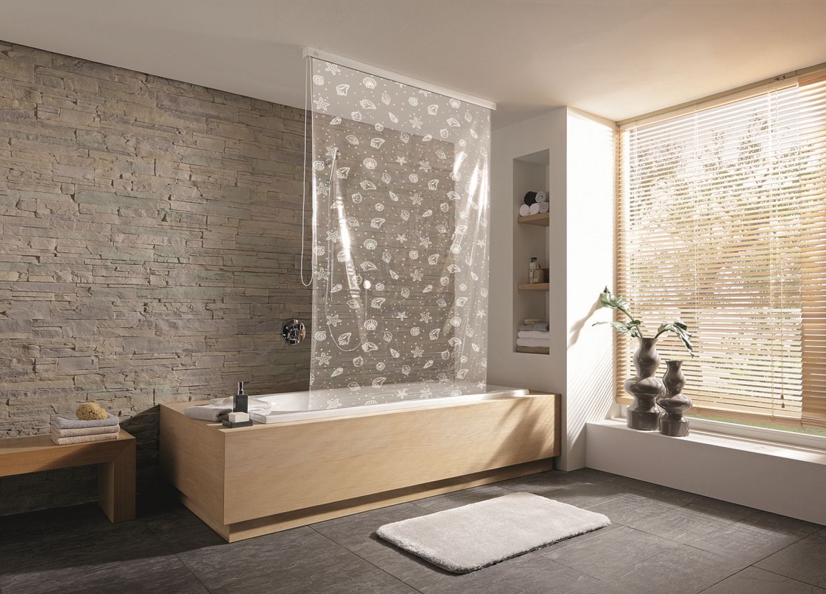 Kleine Wolke Duschrollo roleta prysznicowa 128x240 cm winylowa śnieżnobiałe muszelki 3321114747