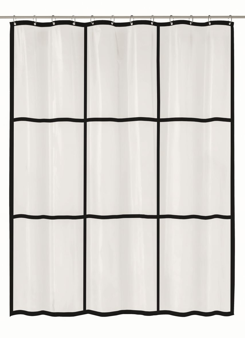 Kleine Wolke Brooklyn zasłona prysznicowa 180x200 cm przezroczysty/czarny 7823116305