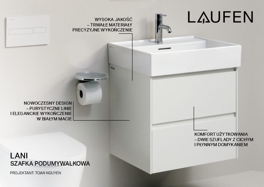 Laufen Lani szafka 58x45x51,5 cm podumywalkowa wisząca biała H4035321122611