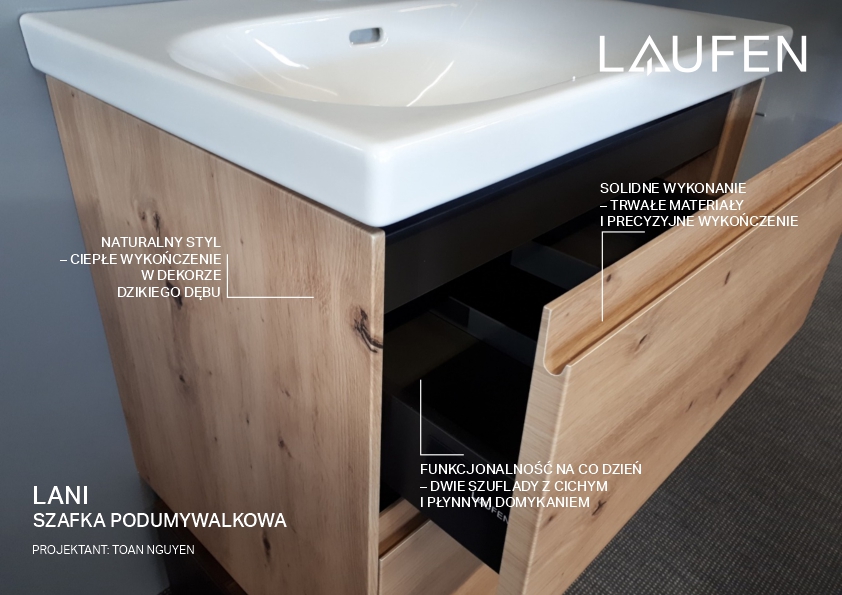 Laufen Lani szafka 58x45x51,5 cm podumywalkowa wisząca dąb H4035321122671