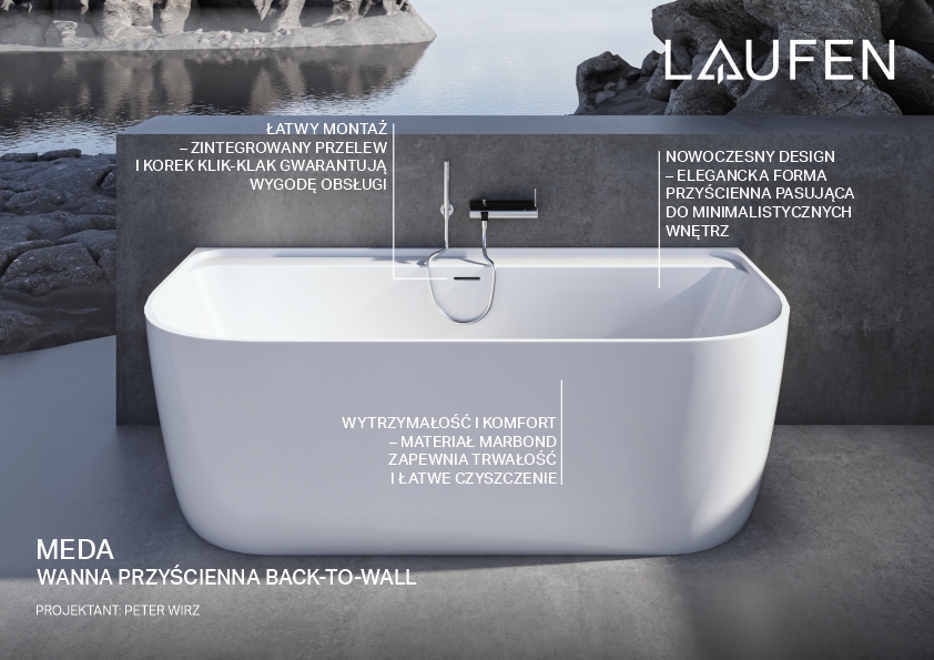 Laufen Meda wanna prostokątna 180x80 cm biała H2201170000001