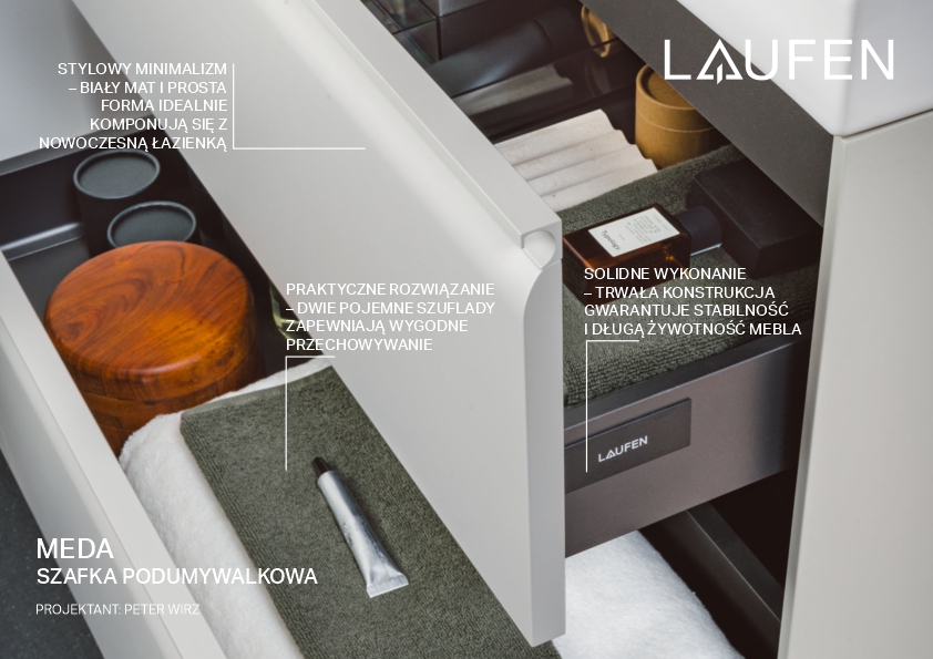 Laufen Meda szafka 53,4x44,8x51,5 cm podumywalkowa wisząca biały mat H4215620112601