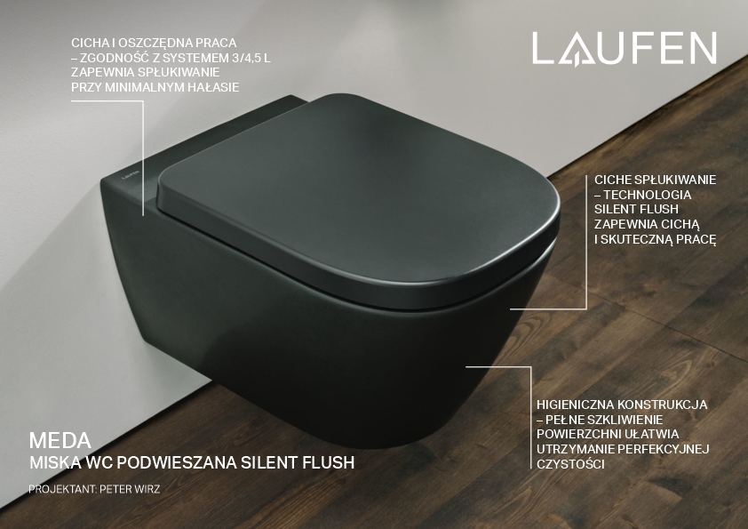 Laufen Meda deska sedesowa wolnoopadająca czarny mat H8911137160001