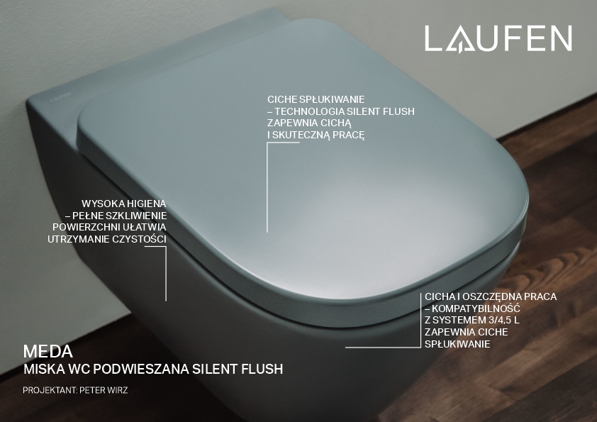 Laufen Meda miska WC wisząca bez kołnierza spłukiwanie wirowe grafit mat H8201107580001