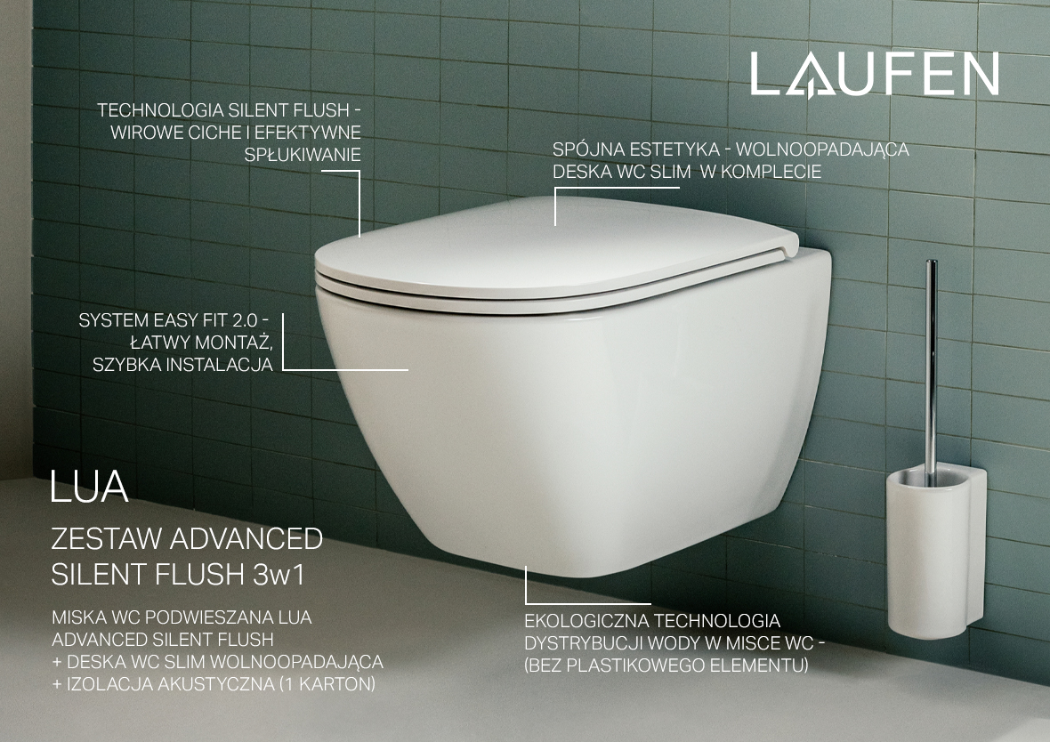 Laufen Lua miska WC z deską wolnoopadającą wisząca bez kołnierza ze spłukiwaniem wirowym biały H8660820000001